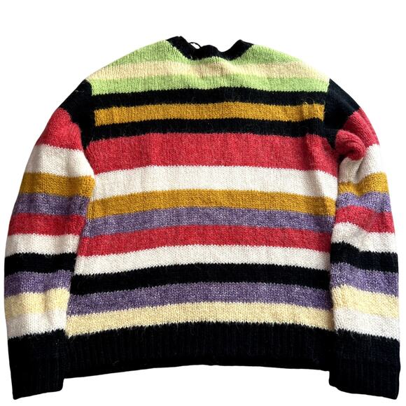 RTA stripped sweater wool alpaca black red green size M S1 - Picture 5 of 7